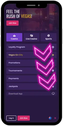 VegasNow app download button